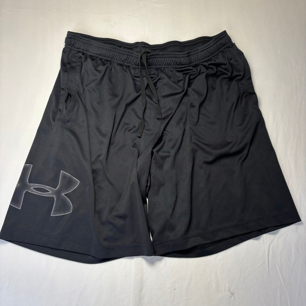 Under Armour Athletic Shorts Mens 2XL Black Loose Fit Logo Gym Workout Running